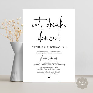Convites Coma, Beba, Dance Jantar de Elopement de Casamento
