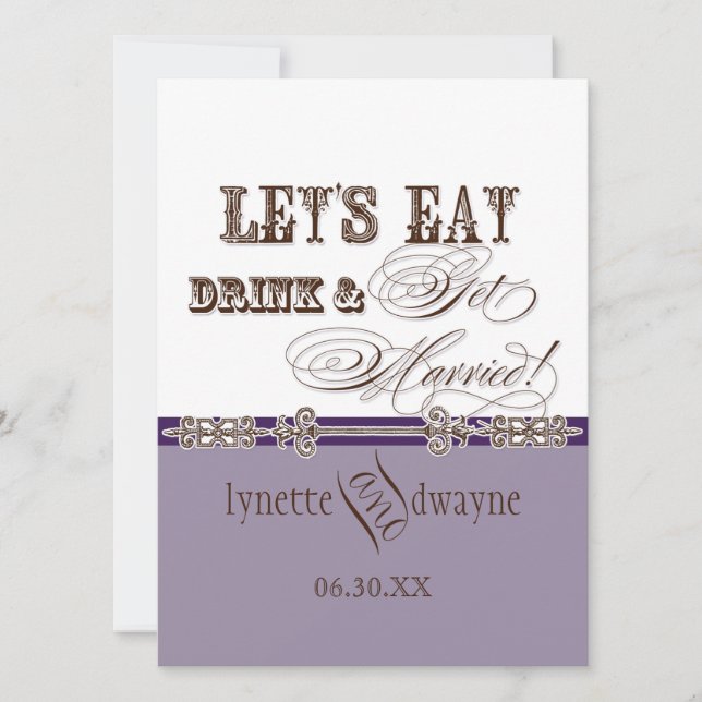 Convites Coma, Beba e convide para casar com noiva (Frente)