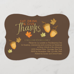 Convites Coma, beba e dê Obrigados Ação de Graças