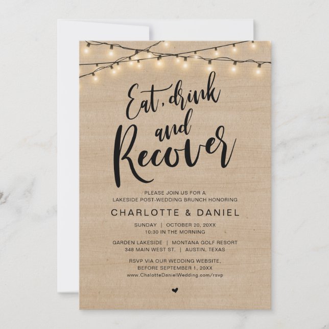 Convites Coma, beba e recupere, a manhã após o Brunch (Frente)