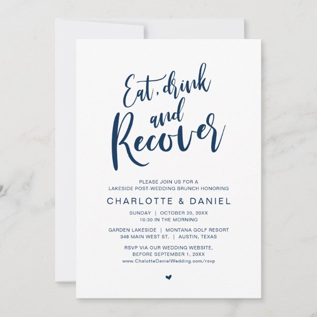 Convites Coma, beba e recupere, a manhã após o Brunch (Frente)