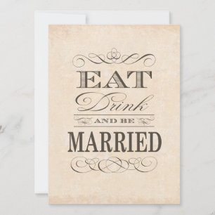 Convites Coma, beba e seja casado com Estilo Vintage
