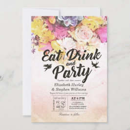 Convites COMA Beba & Festeje Moderno Aquarela Flor Casament