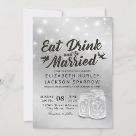 Convites Coma Beber e casar-se com Luzes Mason Jars