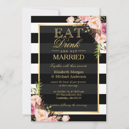 Convites Coma Bebida e Casar com Ouro Floral