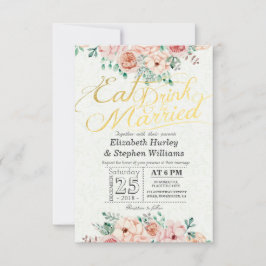 Convites Coma Bebida e Casar-se com Casamento Floral