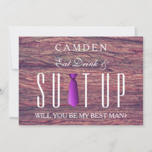 Convites Coma Bebida e Colete Wooden Você será meu Bestman