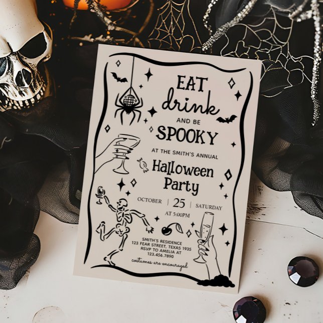 Convites Coma Bebida e Festa de Halloween Spooky (Eat Drink and Spooky Halloween Party Invitation
)