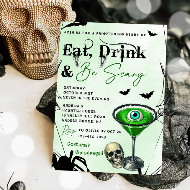 Convites Coma Bebida E Seja Assustador Na Festa De Hallowee (Criador carregado)