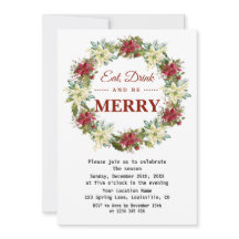 Coma Bebida e seja Feliz Festa de Natal Floral