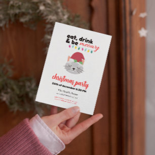 Convites Coma Bebida e seja um Papai noel de Cartoon Meowy