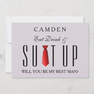 Convites Coma Bebida e Suitup Vermelho Você será meu Bestma