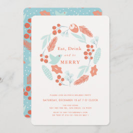 Convites Coma Bebida Seja Feliz Festa de Férias de Natal