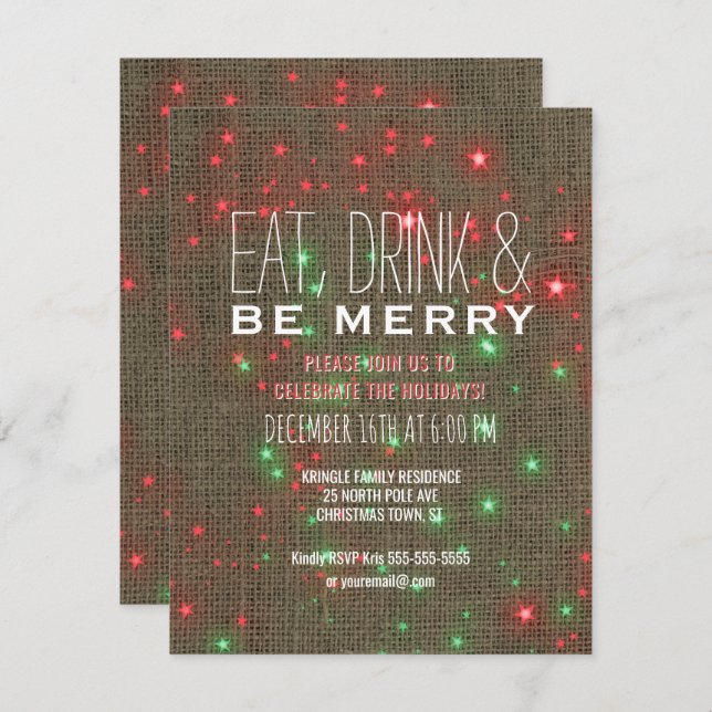 Convites Coma Bebida Seja Feliz Festa de Natal Russo (Frente/Verso)