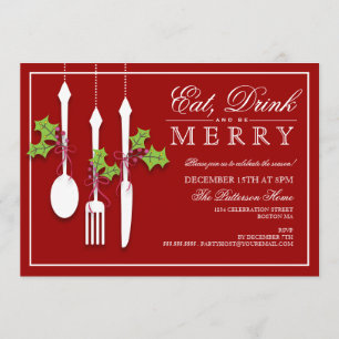 Convites Coma bebidas e seja feliz festa de Natal