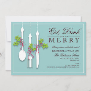 Convites Coma bebidas e seja feliz festa de Natal