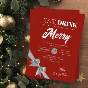 Convites Coma Moderna Bebida Seja Feliz Xmas Fita De Prata