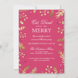 Convites Coma Rosa, Beba e Seja Feliz Festa de Natal