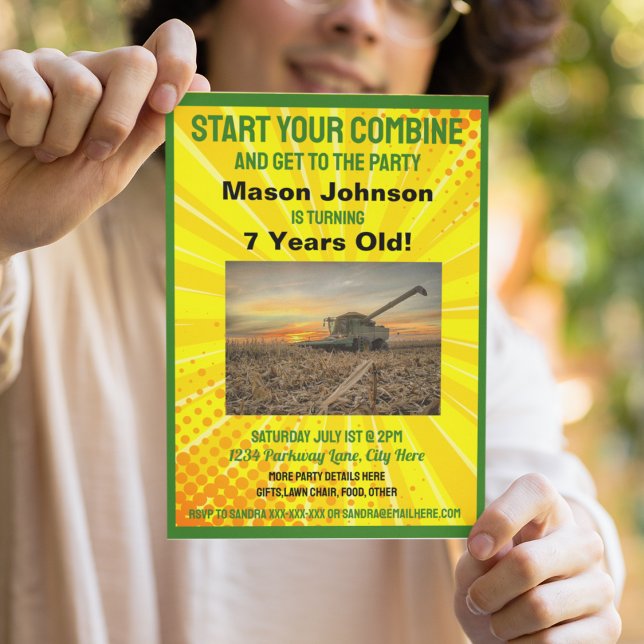 Convites Combinação de equipamento de Fazenda de Birthday K (Criador carregado)