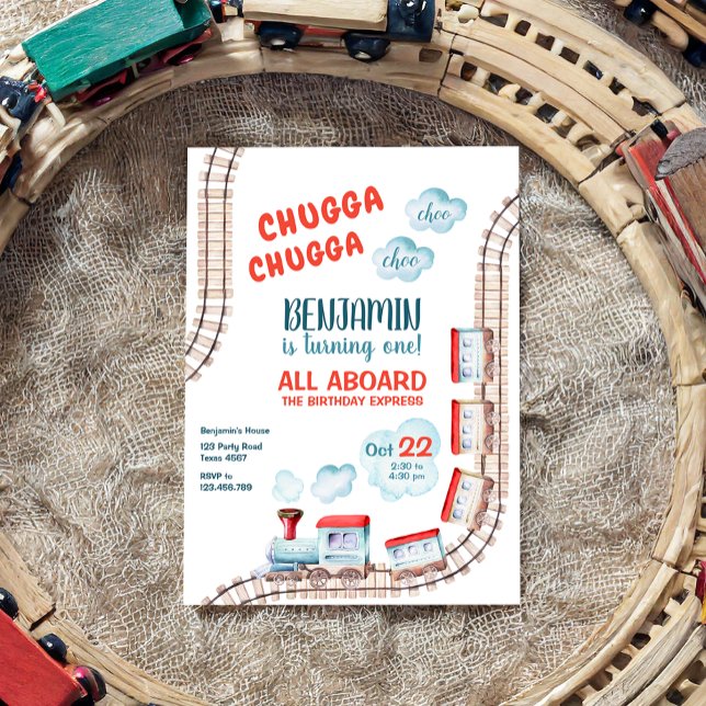 Convites Comboio Aniversário Convidar Menino Chugga Choo Fe (Criador carregado)