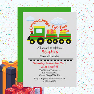 Convites Comboio Colorido Com segundo aniversário Com Prese