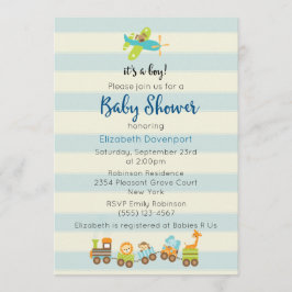 Convites Comboio de Brinquedos e Chá de Bebê de Avião