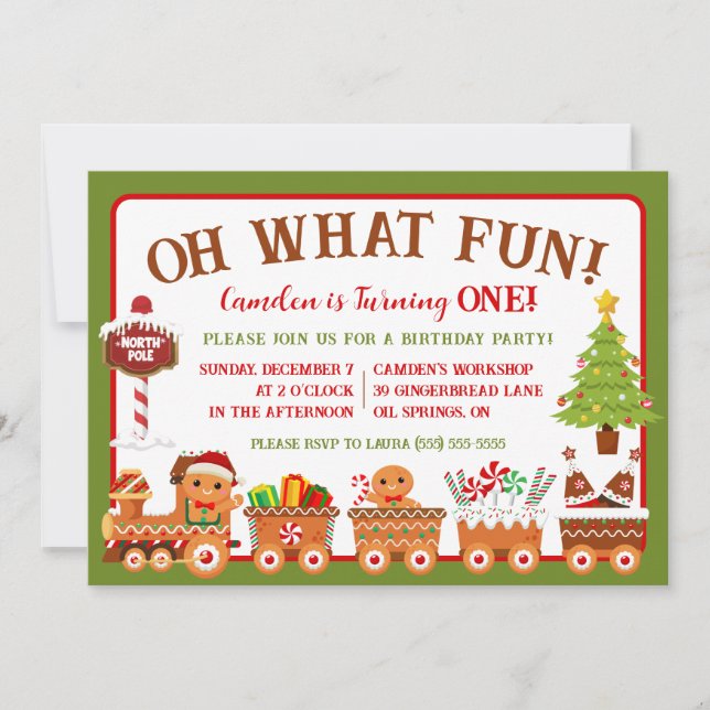 Convites Comboio Gingerpão, Que Divertido! Parte primeiro a (Frente)