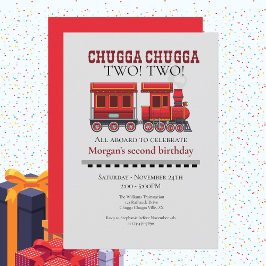 Convites Comboio Vermelho ocidental, bonito, de segundo ani