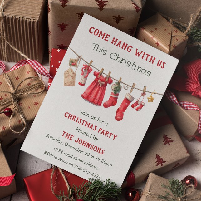 Convites Come Hang With Us Funny Christmas Party Invitation (Criador carregado)