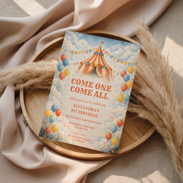 Convites Come One Come All Circus Birthday (Criador carregado)