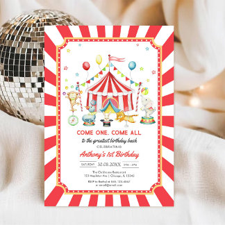 Convites Come One Come All Circus Boy Birthday Invitation