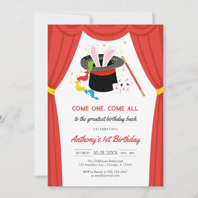 Convites Come One Come All Circus Boy Birthday Invitation (Frente)
