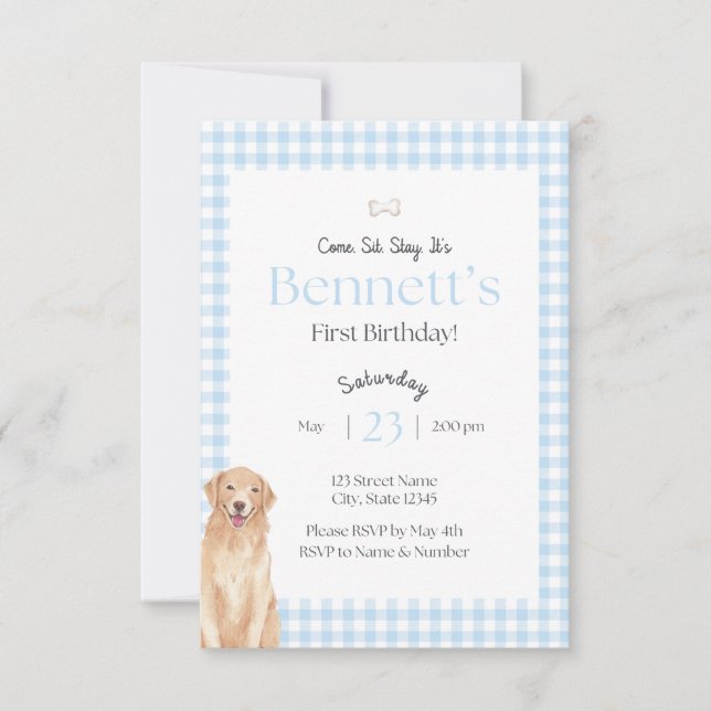 Convites Come Sit Stay Birthday Invitation (Frente)