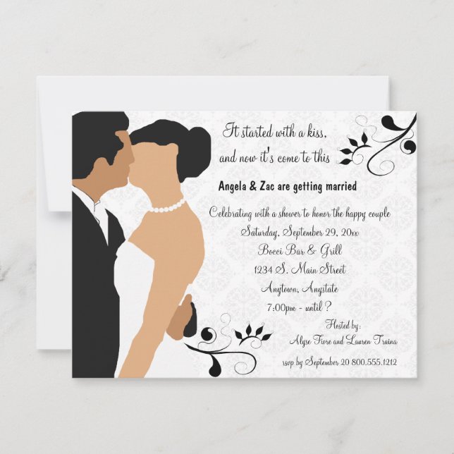 Convites Começado com um chá de panela étnico do beijo (Frente)