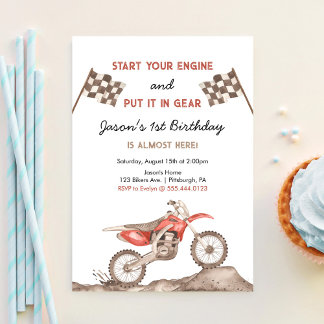 Convites Comece Seu Motor Dirt Bike Motocross Menino Aniver