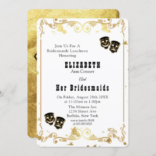 Convites Comédia Dourada e Tragédia em Bridesmaids Luncheid