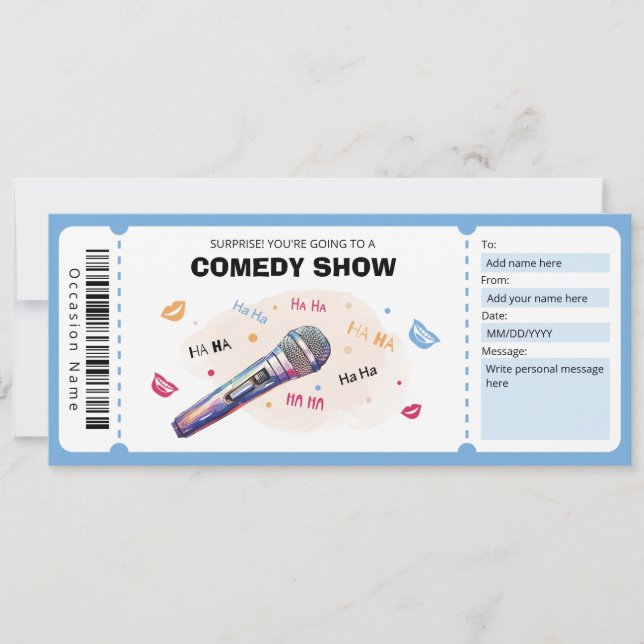 Convites Comedy Show Gift Voucher, Passe O Tíquete De Coméd (Frente)
