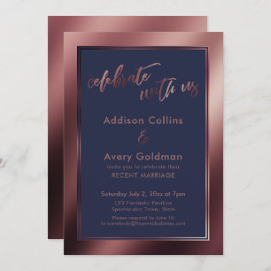 Convites Comemoração azul de Marinho Dourado e escuro conos