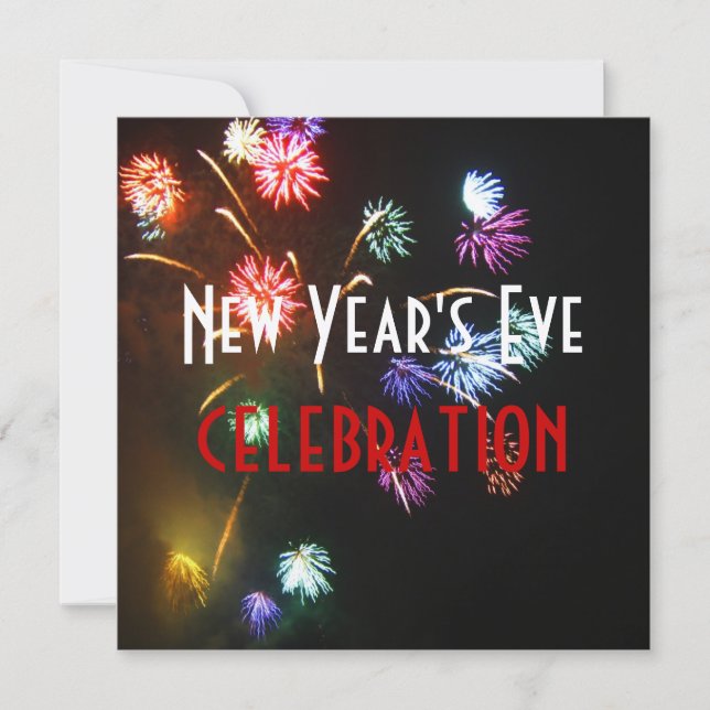 Convites Comemoração de Ano Novo, bolas de champanhe de fog (Frente)