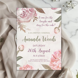 Convites Comemoração Graceful Peony Elegance Birthday