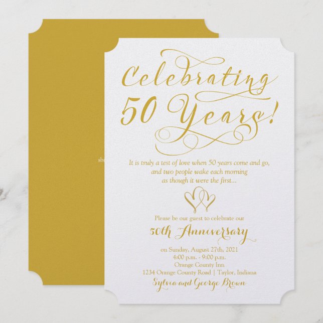 Convites Comemorando 50 Anos 50º Aniversário de Casamento (Frente/Verso)