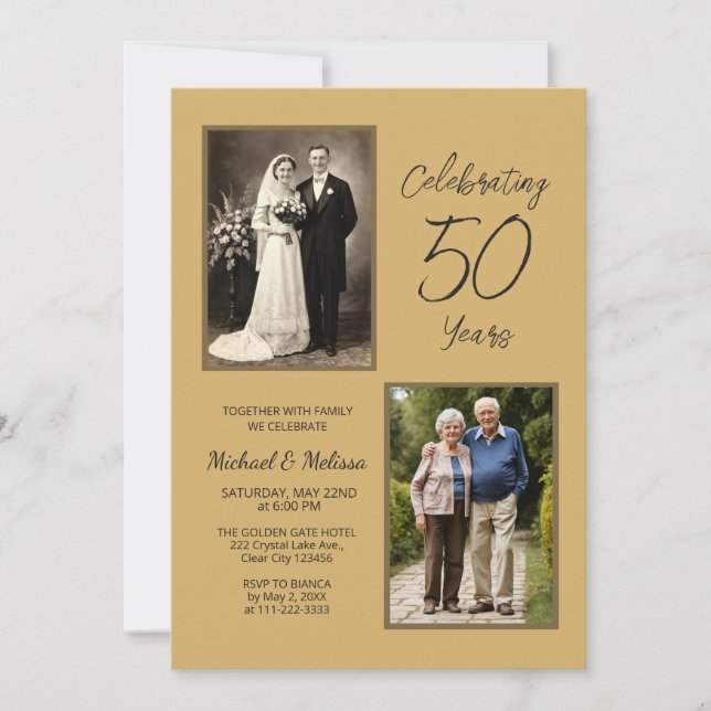 Convites Comemorando 50 Anos Bodas de Ouro (Frente)