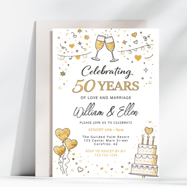 Convites Comemorando 50 Anos de Aniversário de Casamento (Criador carregado)