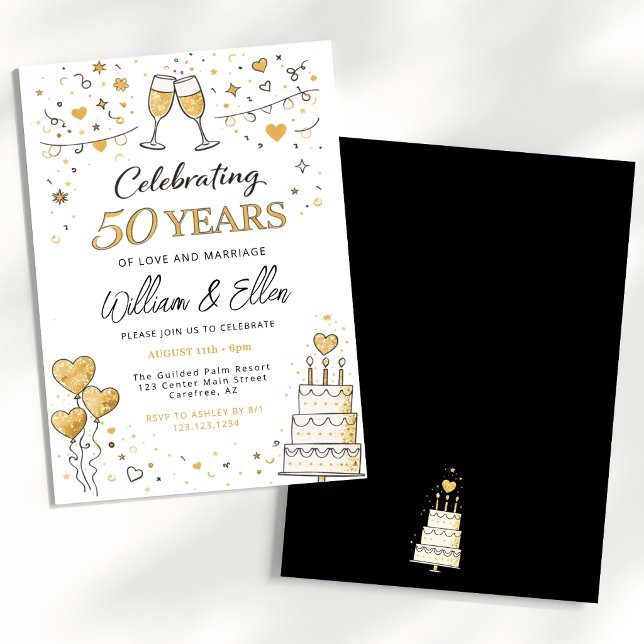 Convites Comemorando 50 Anos de Aniversário de Casamento (Criador carregado)