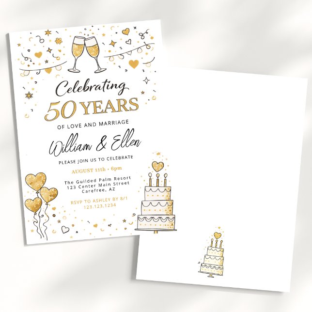 Convites Comemorando 50 Anos de Aniversário de Casamento (Criador carregado)