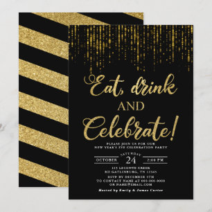 Convites Comemore a Noite de Ano Novo Comida Bebida e Celeb