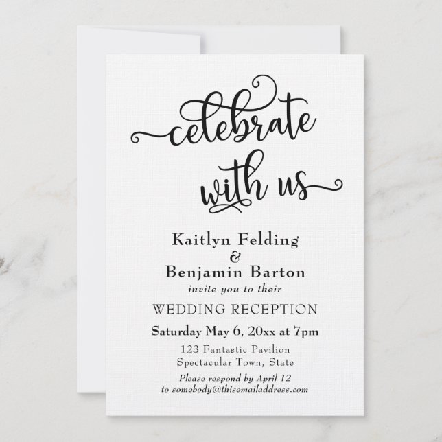 Convites "Comemore Conosco" Tipografia Recepção de Casament (Frente)