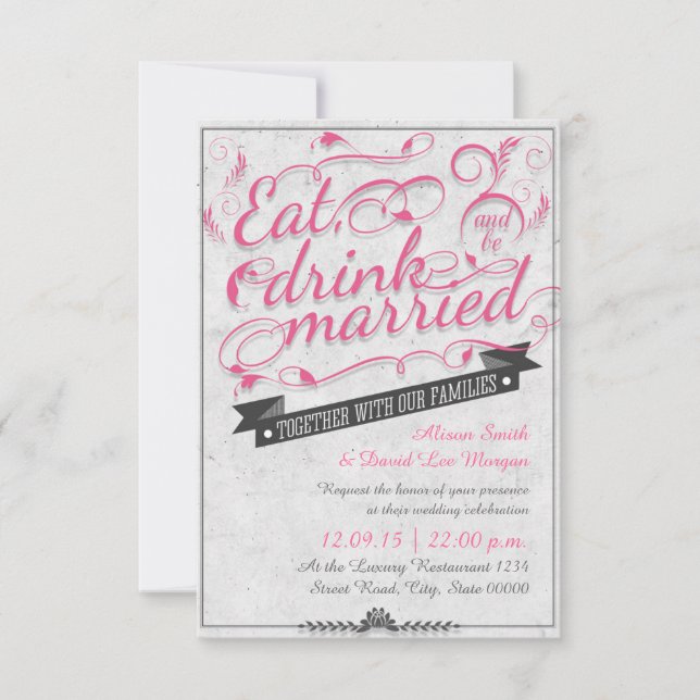 Convites Comer, beber e casar (Frente)