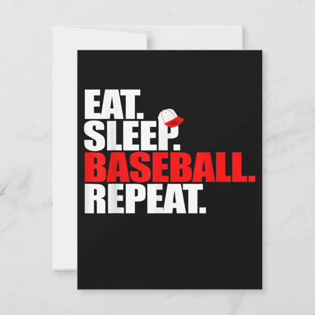 Convites Comer Dormir Beisebol Repetir Receptor Arremessado (Frente)
