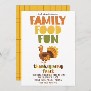 Convites Comida da família divertida Turquia Banquete de Aç